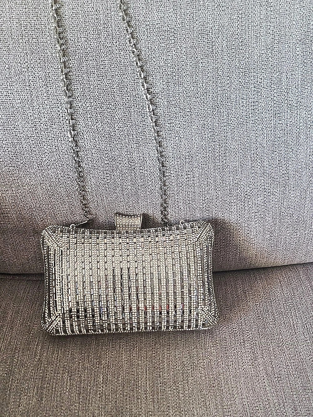 Crystal Silver Clutch Like New